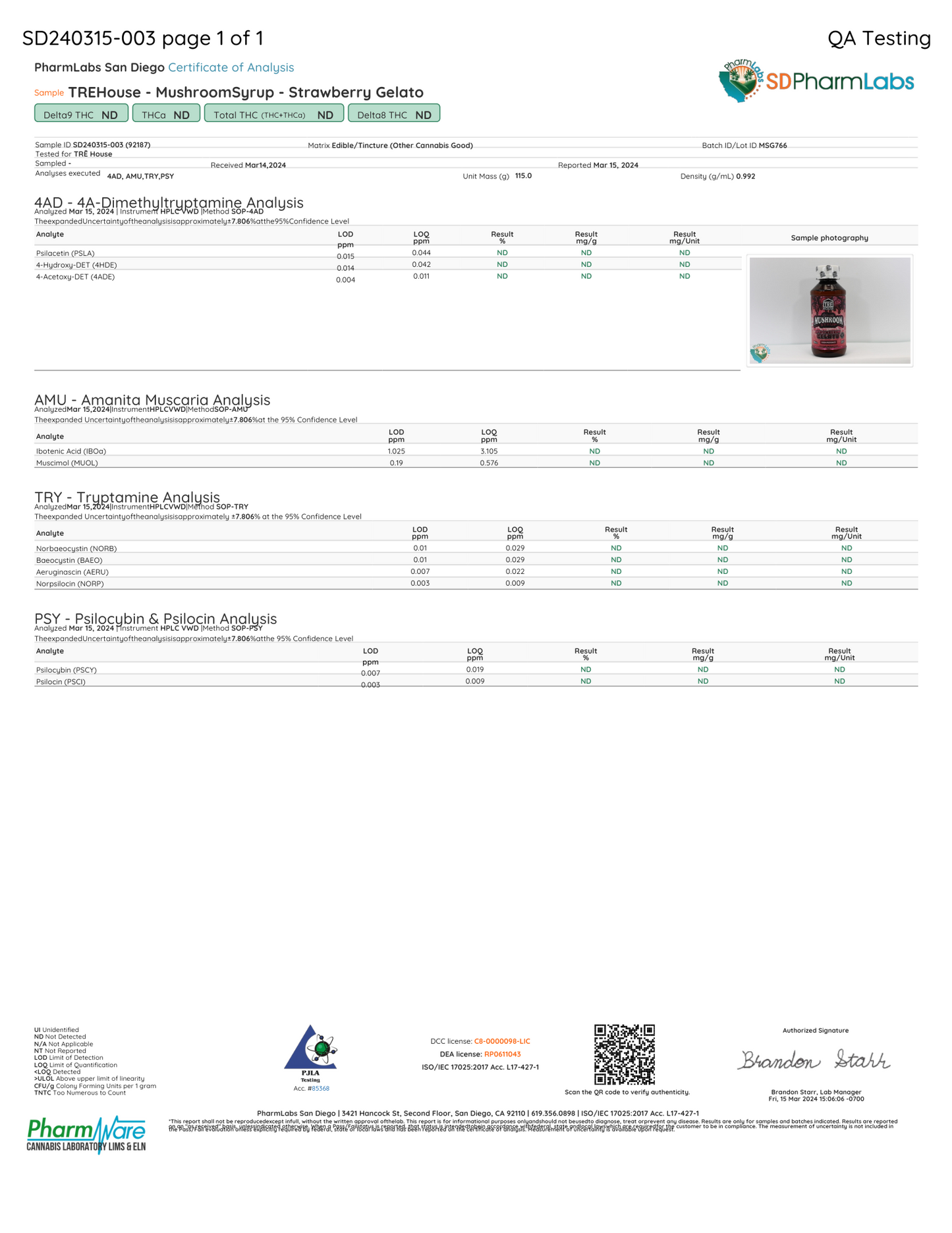 Tre House Magic Mushroom Syrup