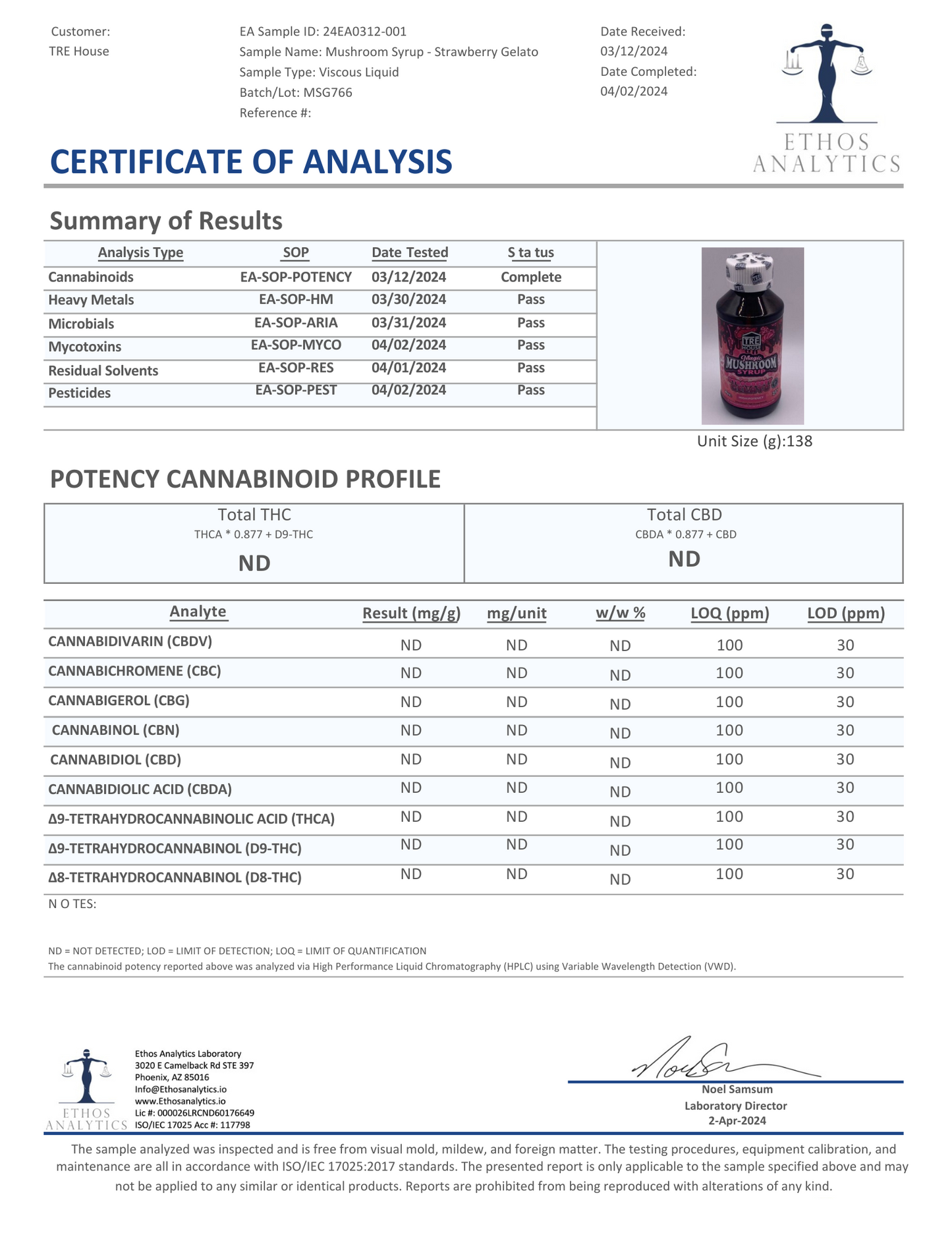 Tre House Magic Mushroom Syrup